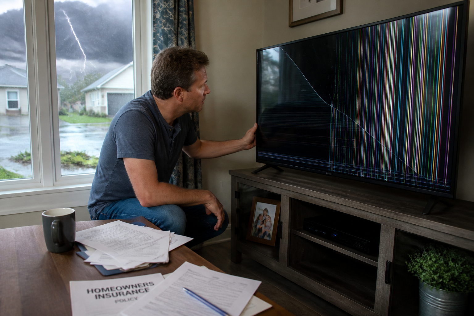 Télévision grillée après un orage : que faire avec l'assurance ?